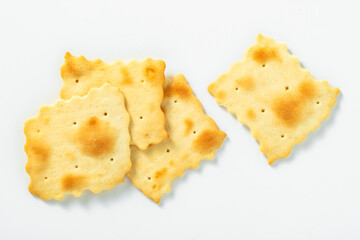 fresh homemade cookies crackers on a white background. street food