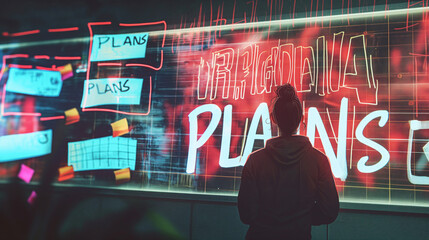 Futuristic Business Strategy Planning with Digital Interactive Display