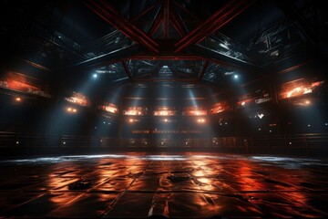 Empty Stage With Spotlights Shining Generative AI