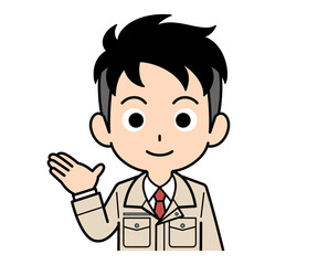 案内する営業マンの男性