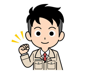 ガッツポーズする営業マンの男性