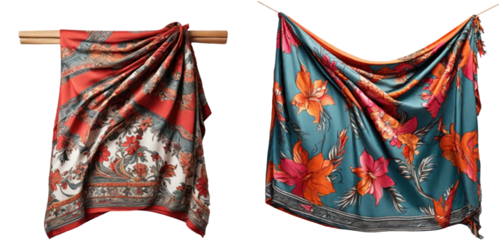 set of sarong isolated on transparent background