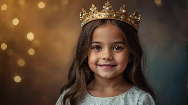 Beautiful little girl in golden crown