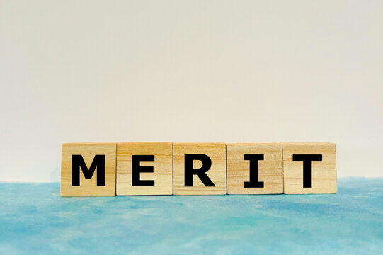 MERIT word made from wooden blocks