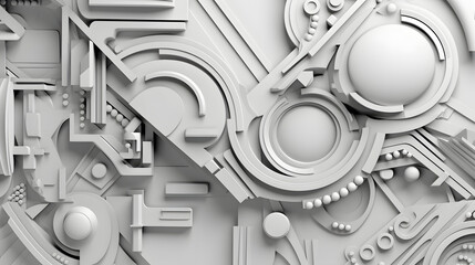 Gray and white sculpture mechanical geometry abstract graphic poster web page PPT background