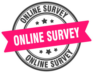 online survey stamp. online survey label on transparent background. round sign