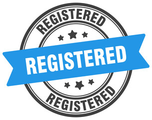 registered stamp. registered label on transparent background. round sign