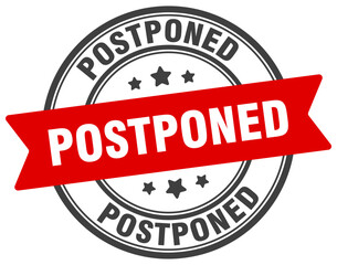 postponed stamp. postponed label on transparent background. round sign