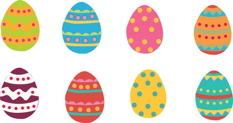 Vector illustration of a set of colored eggs. Spring holiday, Easter