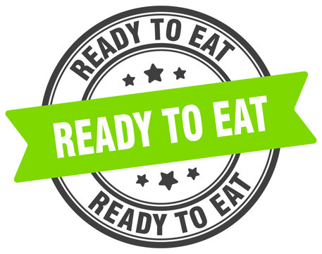 ready to eat stamp. ready to eat label on transparent background. round sign