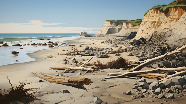 Nature's Fragility Exposed: Stark Image of Severe Beach Erosion and Impending Impact on Coastal Structures
