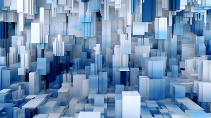 Technology blue and white square city abstract graphic poster web page PPT background