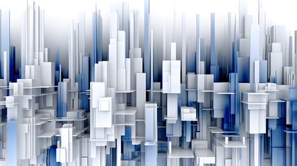Obraz premium Technology blue and white square city abstract graphic poster web page PPT background