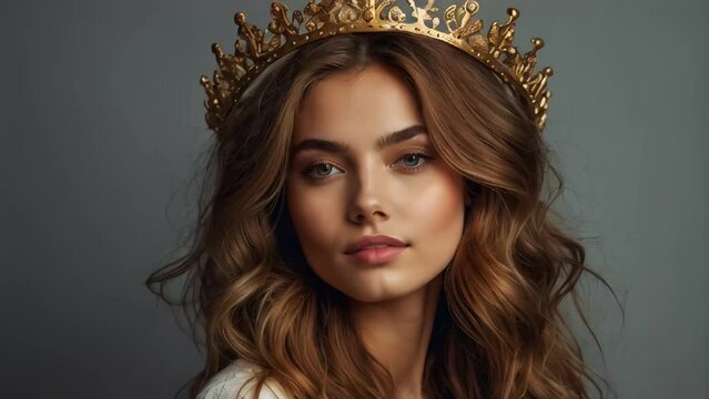 Beautiful woman in golden crown
