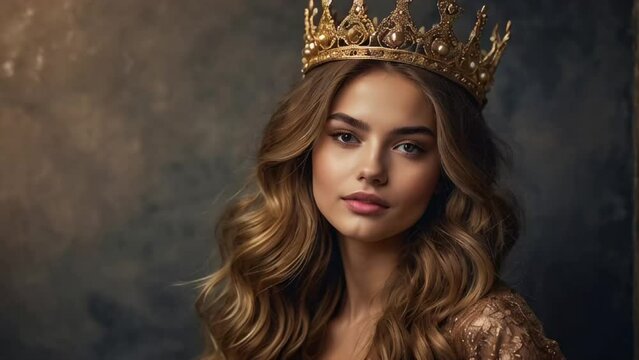 Beautiful woman in golden crown