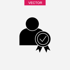 Certified person icon, Man with medal simple flat vector illustration on white background..eps