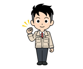 ガッツポーズする営業マンの男性