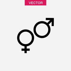 Heterosexual gender symbol, vector male and female flat sign illustration on white background..eps