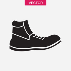 Hiking boot vector icon.  filled flat Mens boots shoe glyph trendy style illustration on white background..eps