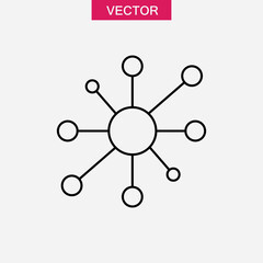 Hub and spoke line icon, Central database simple flat liner illustration on white background..eps