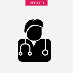 Male doctor vector black flat trendy style illustration on white background..eps