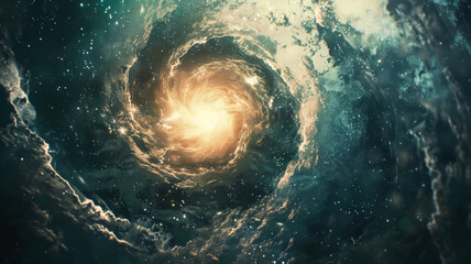 Cosmic whirlpool galaxy, a mesmerizing space phenomenon. - obrazy, fototapety, plakaty