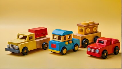 wooden toy train isolated, ai generated