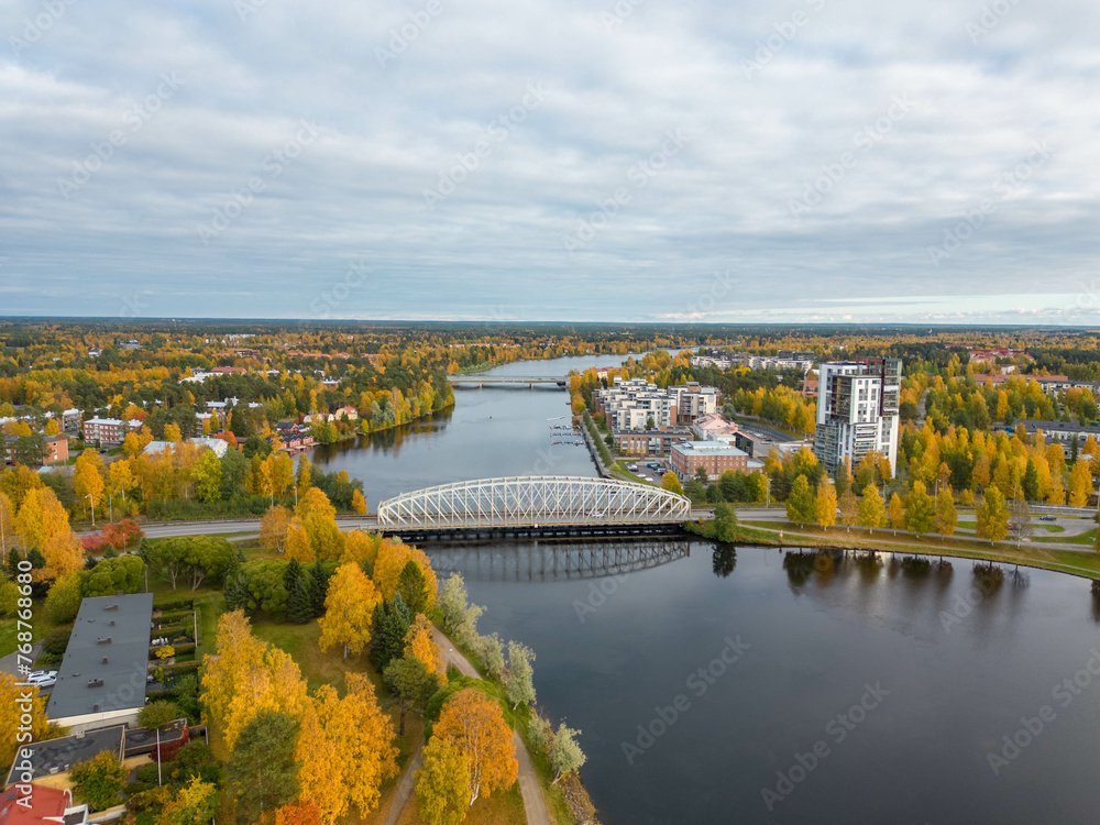 Sticker Oulu river at fall, Finland