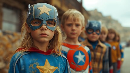 Young Children Dressed as Superheroes