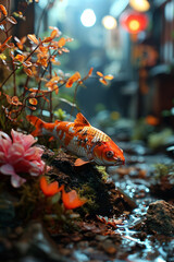 Obraz na płótnie Canvas Koi fish in the pond. Beautiful koi fish in the pond.