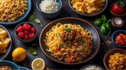 pasta with vegetables and meat