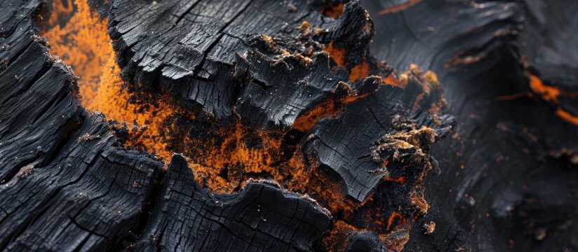 Charred tree trunk from lightning strike.