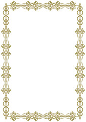 Vintage gold frame with decorative elements in Art Nouveau style. Title page, cover. Version No. 19. Vector illustration