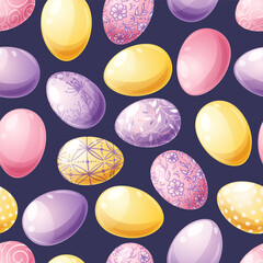 Seamless pattern with Easter eggs. Background for Easter. Great for wrapping paper, textiles, fabric, wallpaper, etc - obrazy, fototapety, plakaty