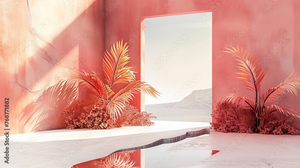 Poster split background featuring a combination of warm tones such as peach and coral.