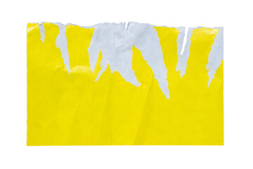 Ripped yellow paper isolated on transparent background, torn paper png