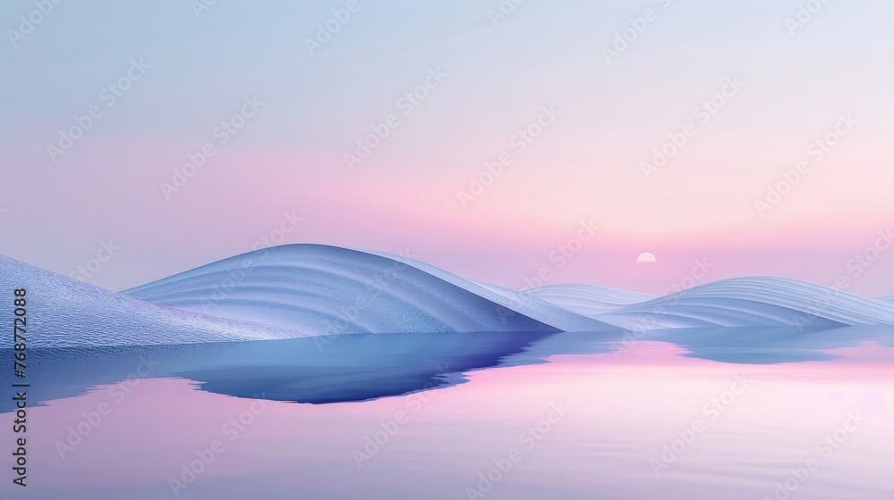 Poster split background with a calming color palette of soft lavender and pale blue.