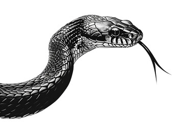 Fototapeta premium Monochrome snake portrait, reptiles animal in pencil style