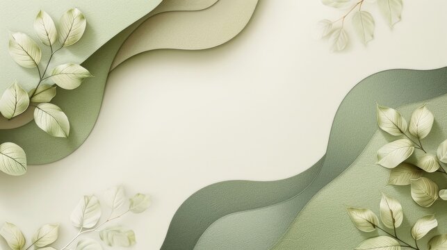 split background with a botanical motif, featuring muted tones of sage green and earthy brown.