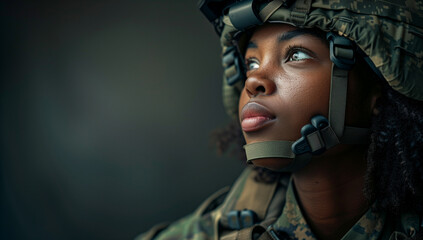 Determined soldier gazing into the distance