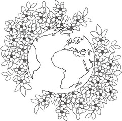 Earth day line art vector,environment day lineart