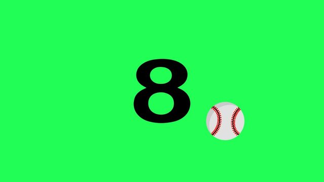 Countdown Timer or Motion Countdown Green Screen for Opening Baseball Video. 4k Video Countdown for 10 to 1 on a Green screen Background. Sport Countdown Footage Softball
