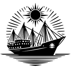ship on the sea logo