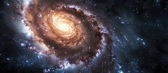 Realistic 5K visualization of a massive spiral galaxy, Milky Way, with a black hole in a science...