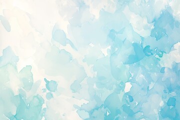 Abstract watercolor background with sky blue and mint green colors, soft clouds and sky in the background