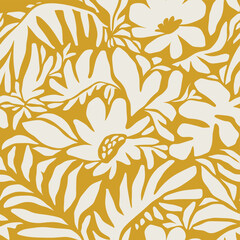 Hand drawn minimal abstract organic shapes seamless pattern, leaves and flowers.	

