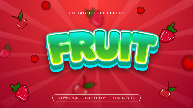 Green red and blue fruit 3d editable text effect - font style