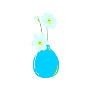 Flowers in a vase, vector stock illustration.