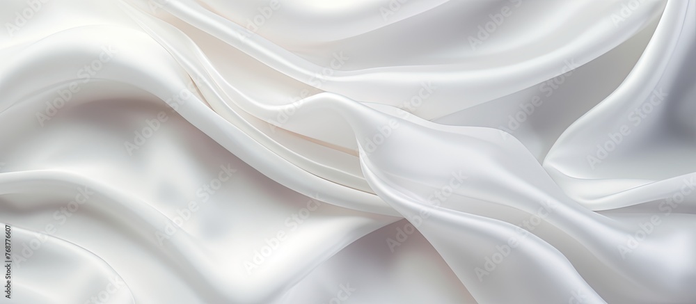Poster white silk texture with a luxurious satin finish, creating an abstract background with a soft focus 