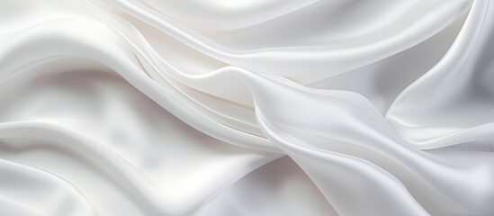White silk texture with a luxurious satin finish, creating an abstract background with a soft focus on the fabric's elegant folds
